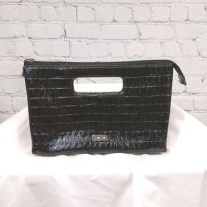 3/$15 XOXO black faux crocodile clutch